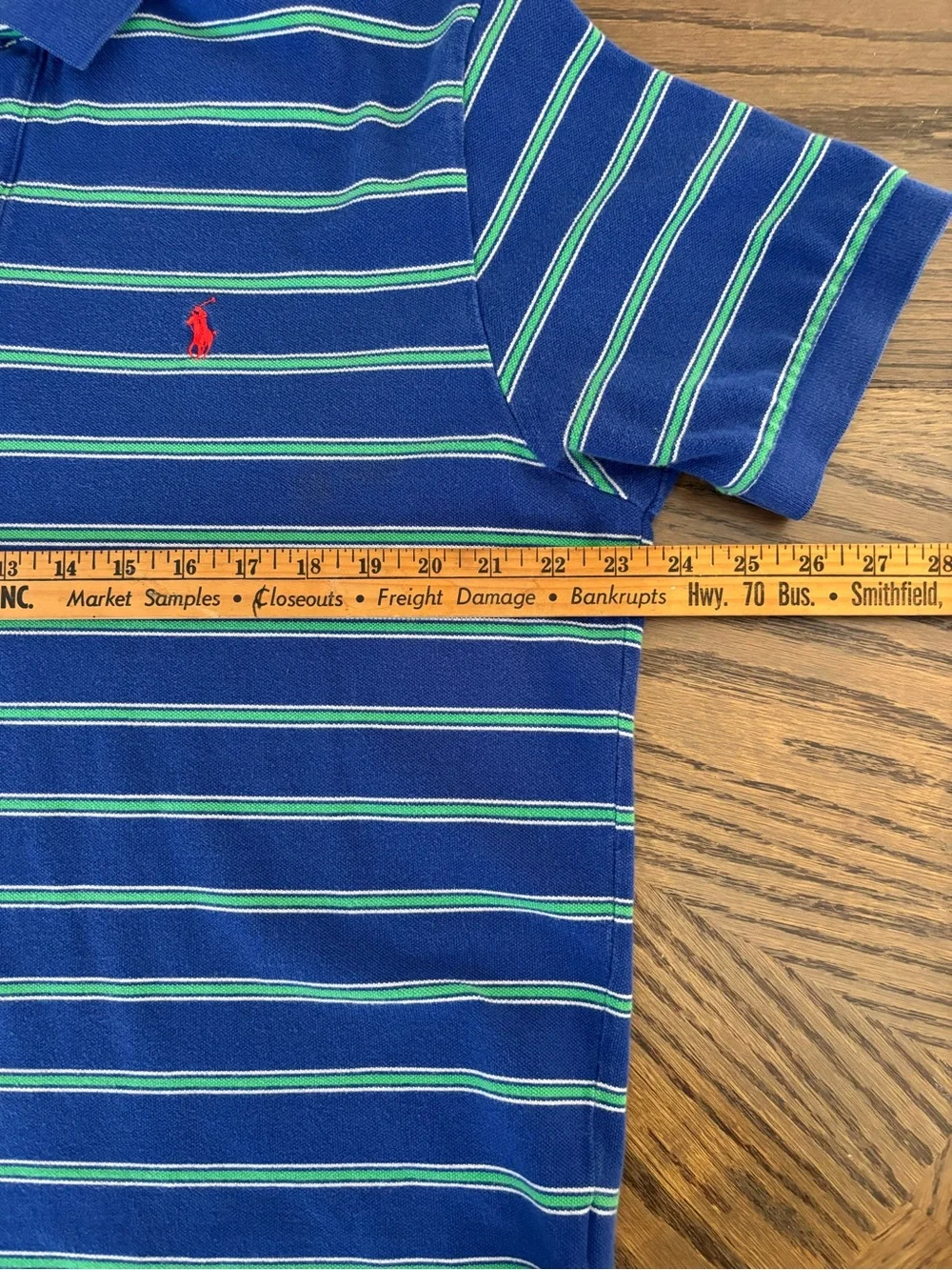Polo Ralph Lauren XL Blue Green Striped 100% Cotton Polo Shirt